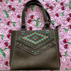 Montana West Santa Fe Style Brown Embroidered Bag